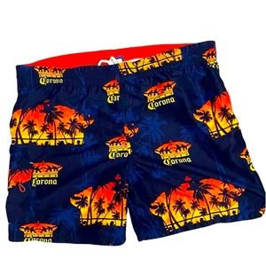 Corona mens novelty beer swim trunks shorts size M